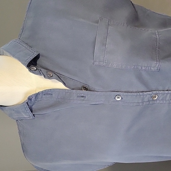 Workshop Republic Clothing Denim Sleeveless Button Down Hi Low Blouse  Size XS - Picture 5 of 12